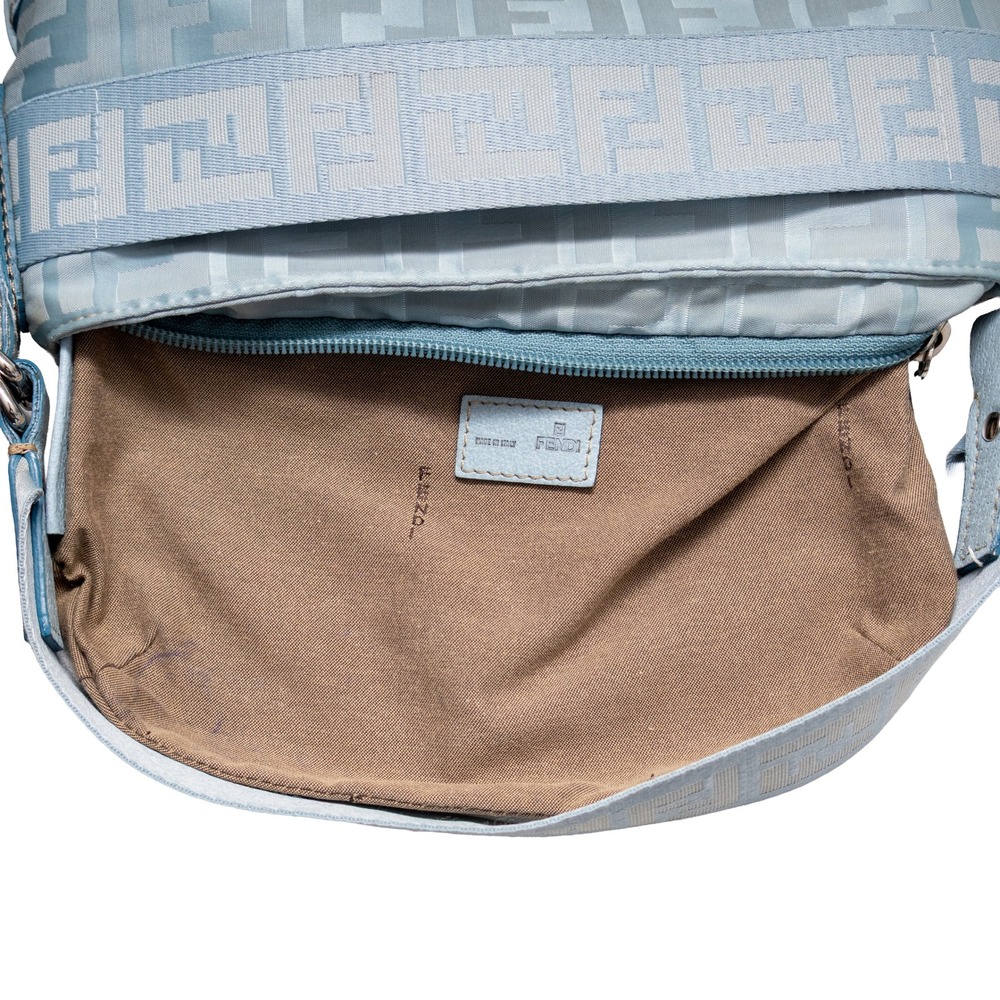 Authentic Fendi Light Blue Zucchino FF Jacquard Shoulder Bag | Vintage Y2K - Picture 12 of 13